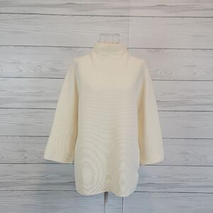 Red Brand Pullover Sweater Mockneck Ribbed Texture - Cream Womens Size L